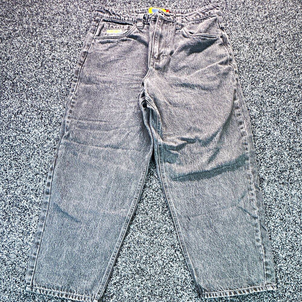 Empyre Jeans Mens 32 Black Acid Wash Baggy Skate Denim Pants Y2K 100% Cotton